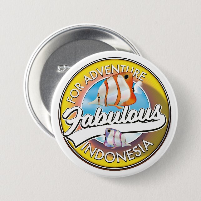 För Adventure Fabulous Indonesia logotyp Knapp (Framsida & baksida)