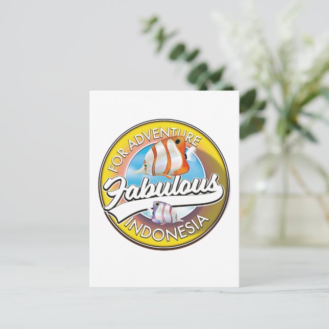 För Adventure Fabulous Indonesien logotyp Vykort (Stående Fram)