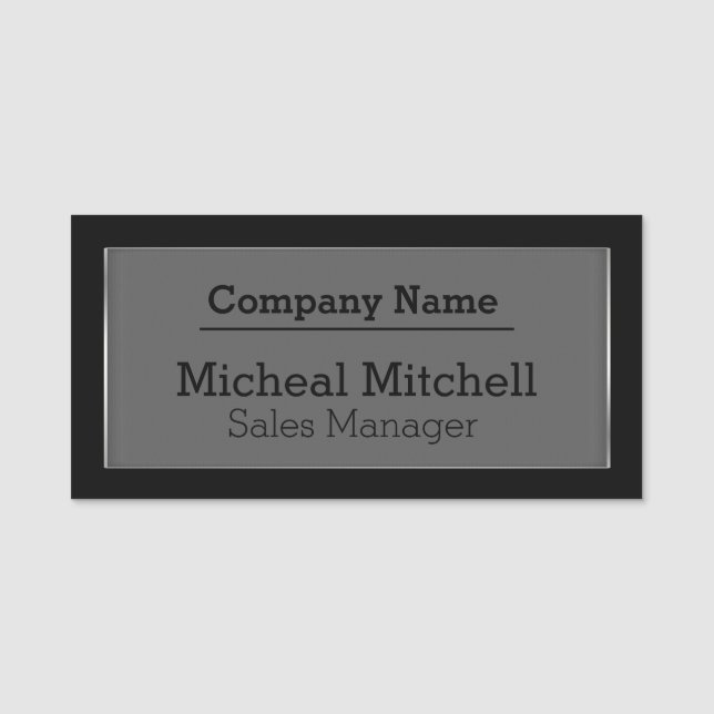 För affärsanställd för snyggt svart namn bricka namnbricka (Framsida)