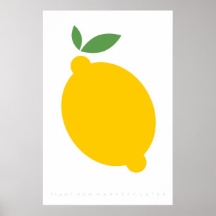 För affisch60-tal för gul citron Retro Poster