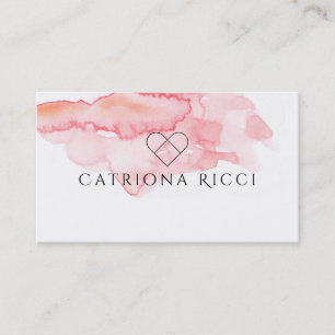 För akvarellhjärta för ★ härlig rosa logotyp visitkort