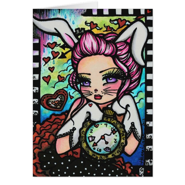 För Alice för vitkaninhjärtor fantasin underland Hälsningskort (Framsidan)