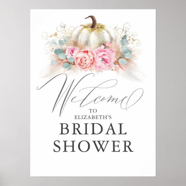 För alla fester - Affisch med pumpa i rosa blommor (Framsidan)