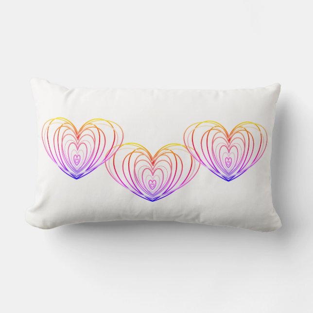 För alla hjärtans dagshjärtor Front and Back White Lumbarkudde (Framsida)