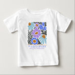 För alla Modern Nouveau Stil T Shirt<br><div class="desc">Den här trevliga designen känner sig trampad med blommorna från art nouveau stil i Fransk blå,  akva,  violett och rik grått. I textblocket nedan står det: "Jokblommor är till för alla" till ge i den här bilden poster vintage resor vibe.</div>