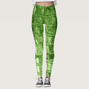 FÖR ALLIGATORLÄDER FÖR VINTAGE "HORNBACK" GRÖN LEGGINGS