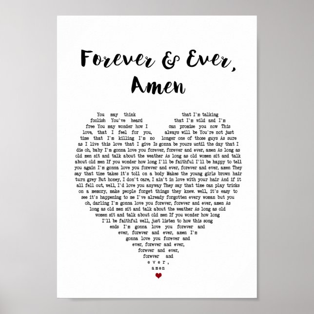 För alltid, alltid, Heart Sång Lyric Print Poster (Framsidan)