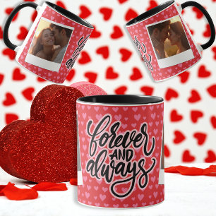 För alltid - Anpassningsbar Photo with Hearts Mugg