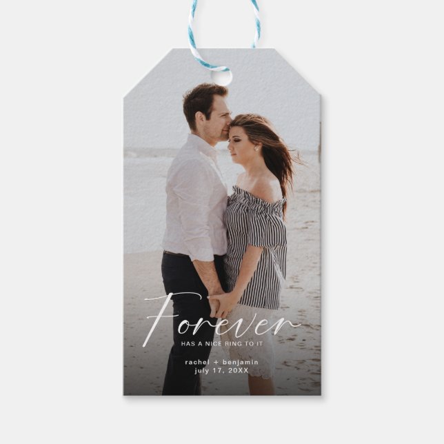 För alltid har vi en trevlig ring Photo Förlovning Presentetikett (Framsidan)