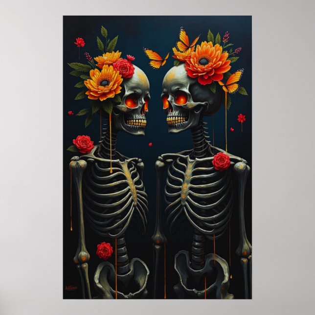 För alltid i Bloom: Skeleton Älskare med Golden So Poster (Framsidan)