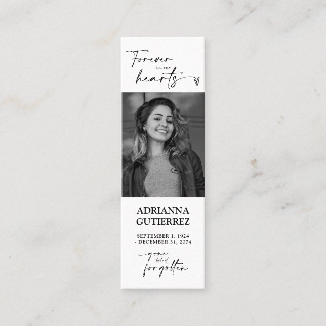 För alltid i Dikt Fotobegravning Mini Visitkort (Framsida)