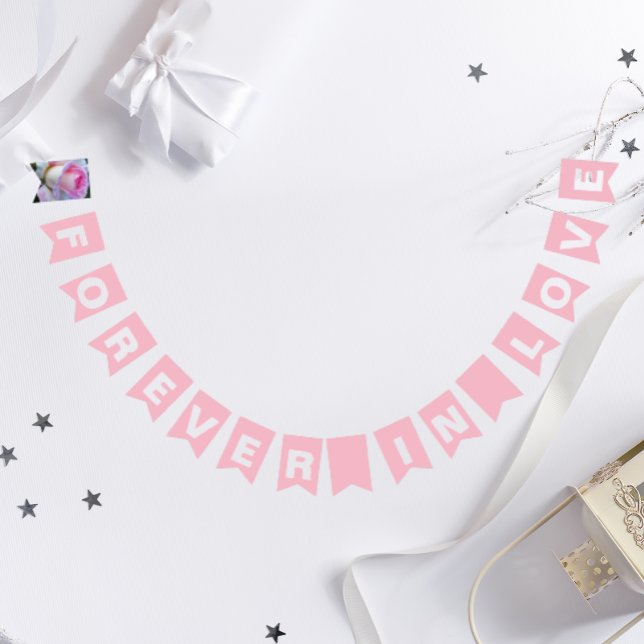 För alltid i Kärlek Simple Rosa Bröllop Vimplar (In Situ Wedding)