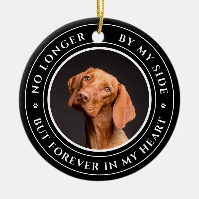 För alltid i mitt hjärta, fotopatesset Pet Memoria Julgransprydnad Keramik (Framsidan)