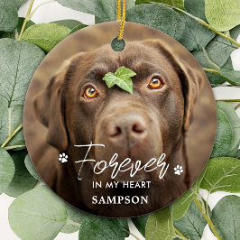 För alltid i mitt hjärta - Tass avtryck Pet Hund 2 Julgransprydnad Keramik
