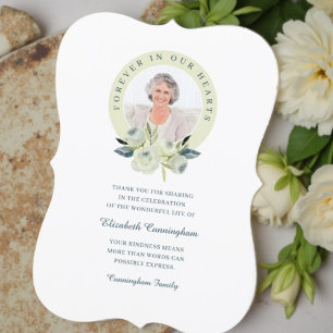 För alltid i vår Hearts Blommigt Foto Memorial Tack Kort