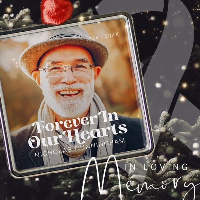 För alltid i vår Hearts Elegant Foto Memorial Julgransprydnad Metall (Skapare uppladdad)