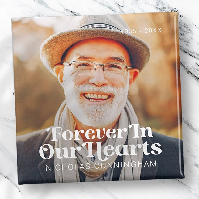 För alltid i vår Hearts Elegant Foto Memorial Magnet (Skapare uppladdad)