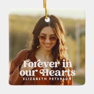 För alltid i vår Hearts enkla fotominnesstund för Julgransprydnad Keramik
