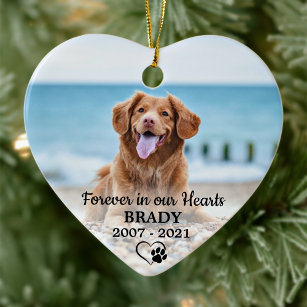 För alltid i vår Hearts Hund 2 Photo Pet Memorial Julgransprydnad Keramik
