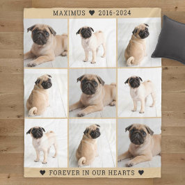 För alltid i vår Hearts Hund Photo Collage Memoria Fleecefilt