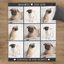 För alltid i vår Hearts Hund Photo Collage Memoria Fleecefilt