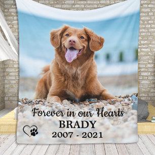 För alltid i vår Hearts Hund Photo Pet Memorial Fleecefilt