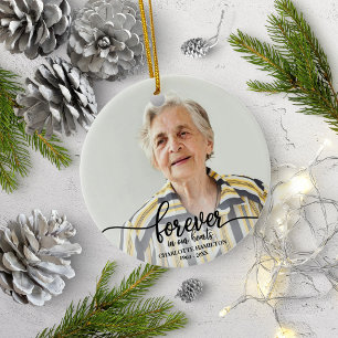 För alltid i vår Hearts Personlig Foto Memorial Julgransprydnad Keramik