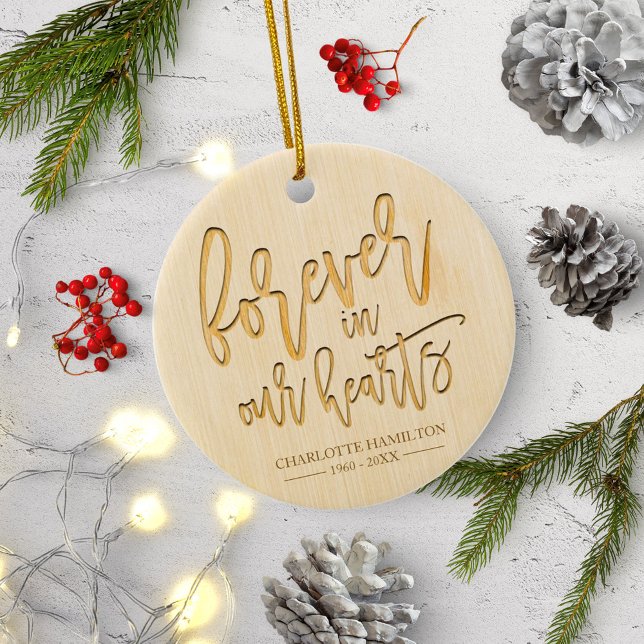 För alltid i vår Hearts Personlig Foto Memorial Julgransprydnad Keramik (Skapare uppladdad)