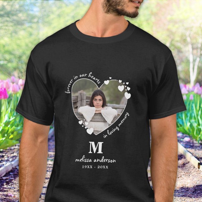 För alltid i vår Hearts Personlig Foto Memorial T Shirt (Skapare uppladdad)