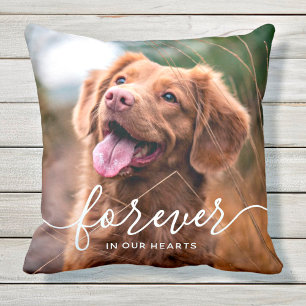 För alltid i vår Hearts Pet Hund Memorial Kudde