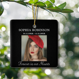 För alltid i vår Hearts Photo Memorial-jul Julgransprydnad Keramik
