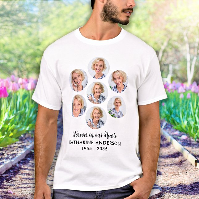 För alltid i vår Hjärta 7 Photo Collage Memorial T Shirt (Skapare uppladdad)