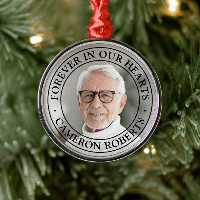 För alltid i vår hjärtan, elegant av minnesbilder  julgransprydnad metall (Träd)