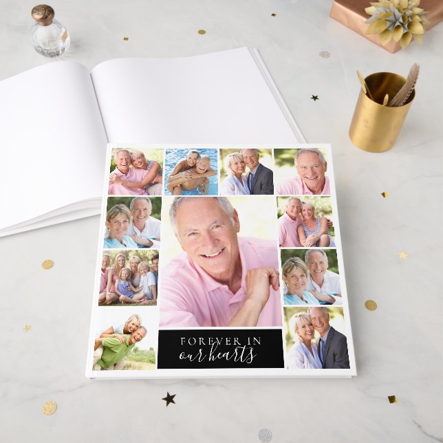 För alltid i vår hörselkollage 12 x 12 gästböcker (Framsidan öppen)