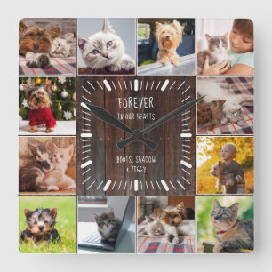 För alltid i våra Hearts Pet Keepsakes fotokollage Fyrkantig Klocka