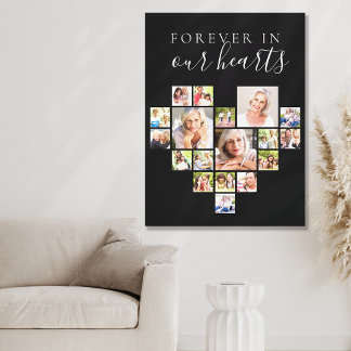 För alltid i våra Hearts Photo Collage Black Canvastryck