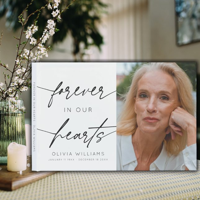 För alltid i våra hjärtan - enkelt skript fotobakg gästböcker (Skapare uppladdad)