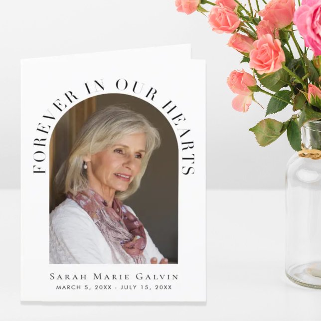 För alltid i våra hjärtan - fotobegravning tack kort (Skapare uppladdad)