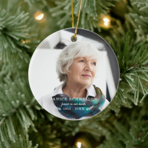 För alltid i våra hjärtan Fotominnesmärke Julgransprydnad Keramik