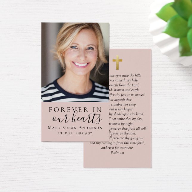 För alltid i våra hjärtan - fotopatsterkort visitkort (Skivbord)