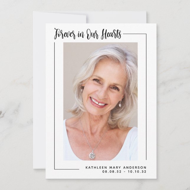 För alltid i våra hjärtan, fotosympati.. tack kort (Framsida)