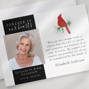För alltid i våra hjärtan - kardinalfotosympati tack kort