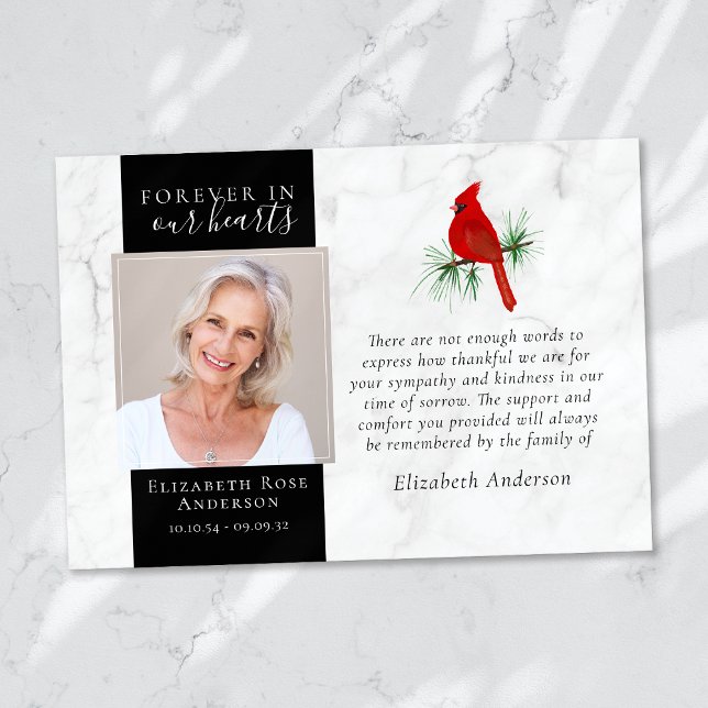 För alltid i våra hjärtan - kardinalfotosympati tack kort (Skapare uppladdad)