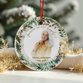 För alltid i våra hjärtan | Wreaths Photo Memorial Julgransprydnad Keramik