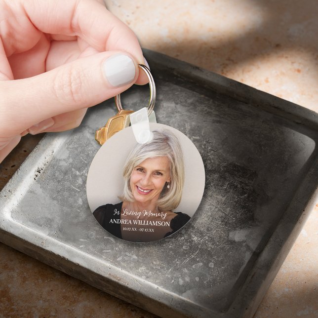 För alltid i vårt Hearts Photo Nyckelring (In Loving Memory photo double-sided keepsake keychain)