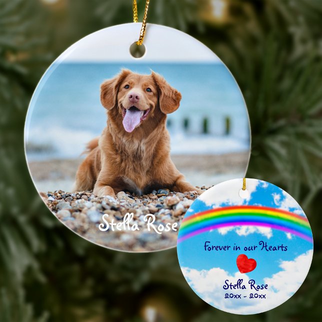 För alltid i vårt hjärta - Rainbow Bridge Pet Memo Julgransprydnad Keramik (Skapare uppladdad)