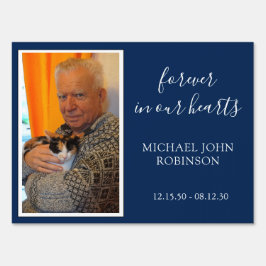 För alltid i vårt hjärtan - blått foto-minne