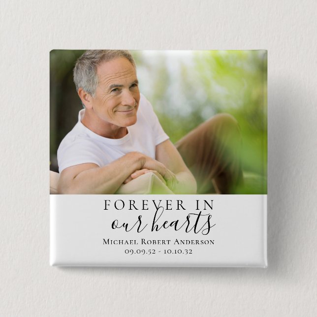 För alltid i vårt hjärtan Fotosympati Memorial Knapp (Framsida)