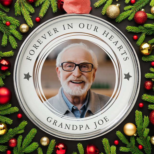 För alltid i vårt minnesfoto för sympati julgransprydnad metall (Skapare uppladdad)