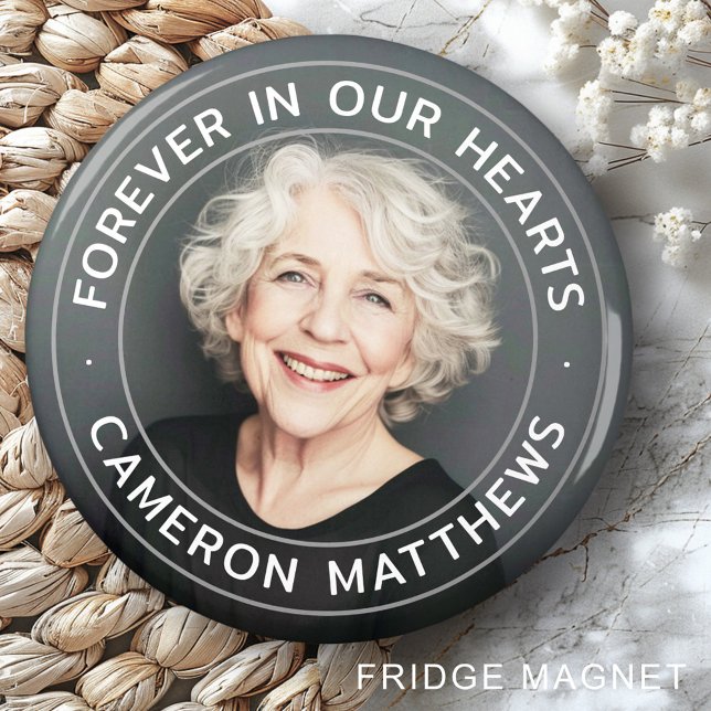 För alltid i vårt minnesfoto i våra hjärtan magnet (Forever in our hearts memorial full photo magnet)